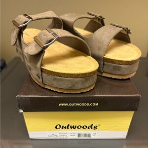 Outwoods Tan Sandals Two-Strap Design Cork Footbed